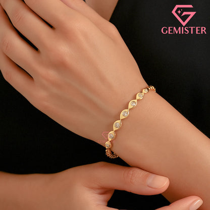 1.02 CT Lab Grown Diamond Leaf Link Bracelet in Gold – Elegant Tennis Bangle