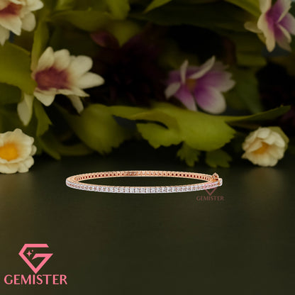 1.92ct Round Cut Lab Grown Diamond Tennis Bracelet in Yellow Gold – Dainty Bracelet