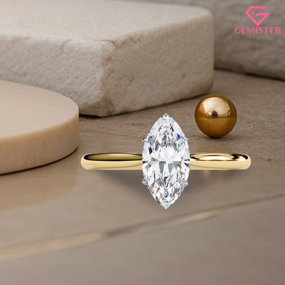 Elegant 2.15 CT Marquise Cut Moissanite Solitaire Ring – Modern Bridal Jewelry