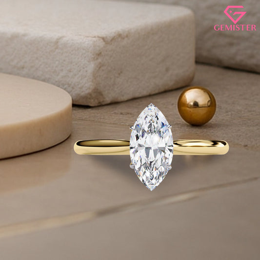 Elegant 2.15 CT Marquise Cut Moissanite Solitaire Ring – Modern Bridal Jewelry