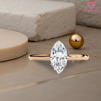 Elegant 2.15 CT Marquise Cut Moissanite Solitaire Ring – Modern Bridal Jewelry