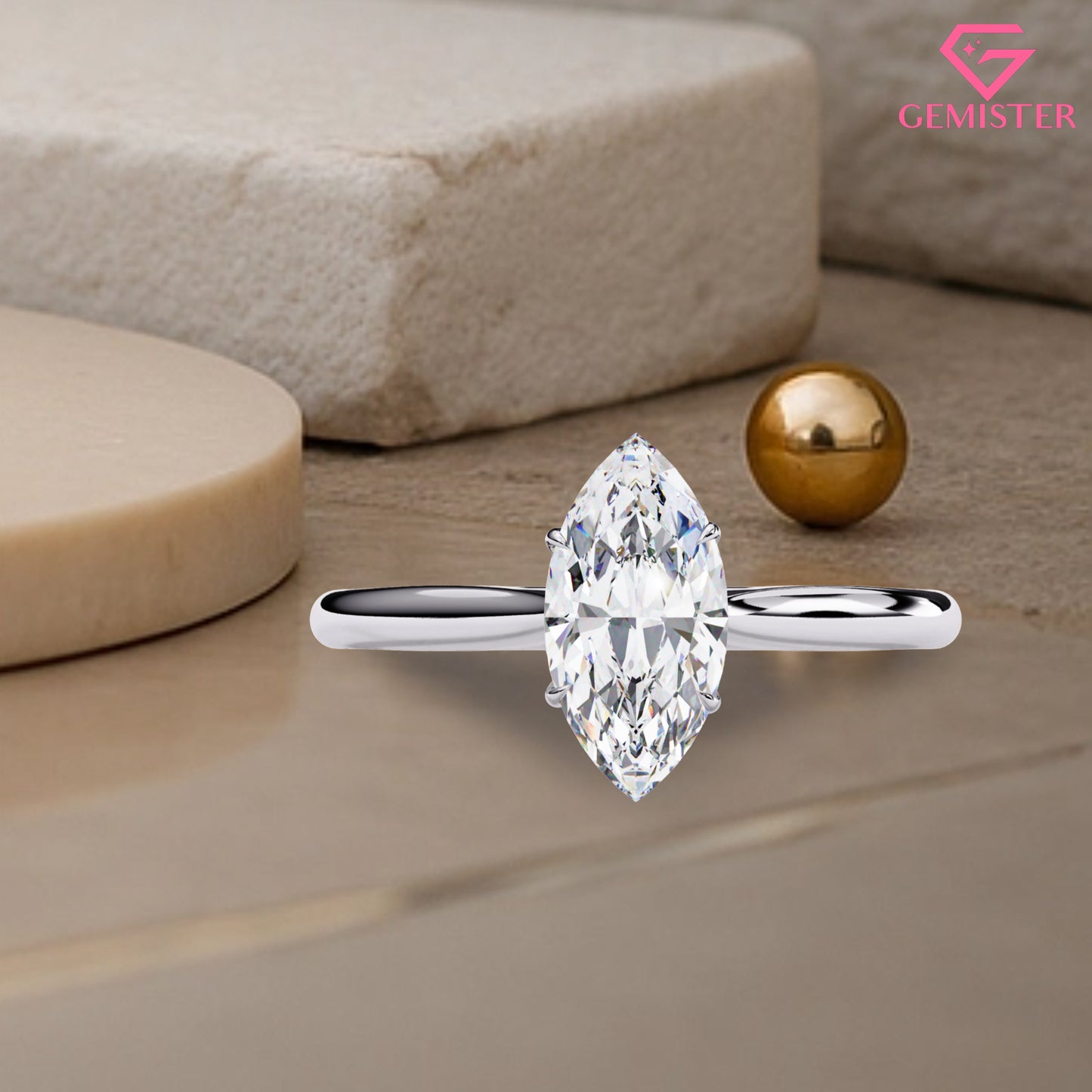 Elegant 2.15 CT Marquise Cut Moissanite Solitaire Ring – Modern Bridal Jewelry