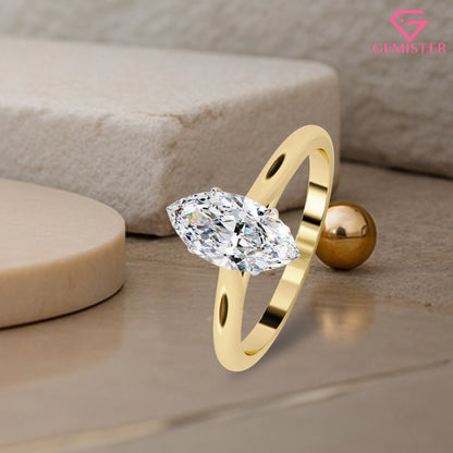 Elegant 2.15 CT Marquise Cut Moissanite Solitaire Ring – Modern Bridal Jewelry