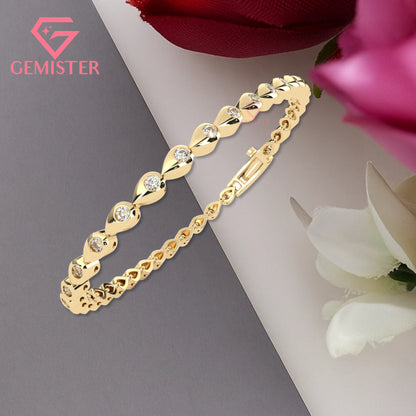 1.02 CT Lab Grown Diamond Leaf Link Bracelet in Gold – Elegant Tennis Bangle
