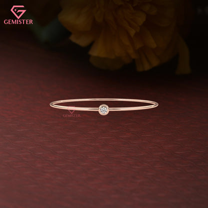 Minimalist 0.10 CT Round Moissanite Bezel-Set Solitaire Bracelet