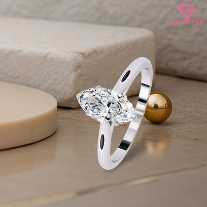 Elegant 2.15 CT Marquise Cut Moissanite Solitaire Ring – Modern Bridal Jewelry