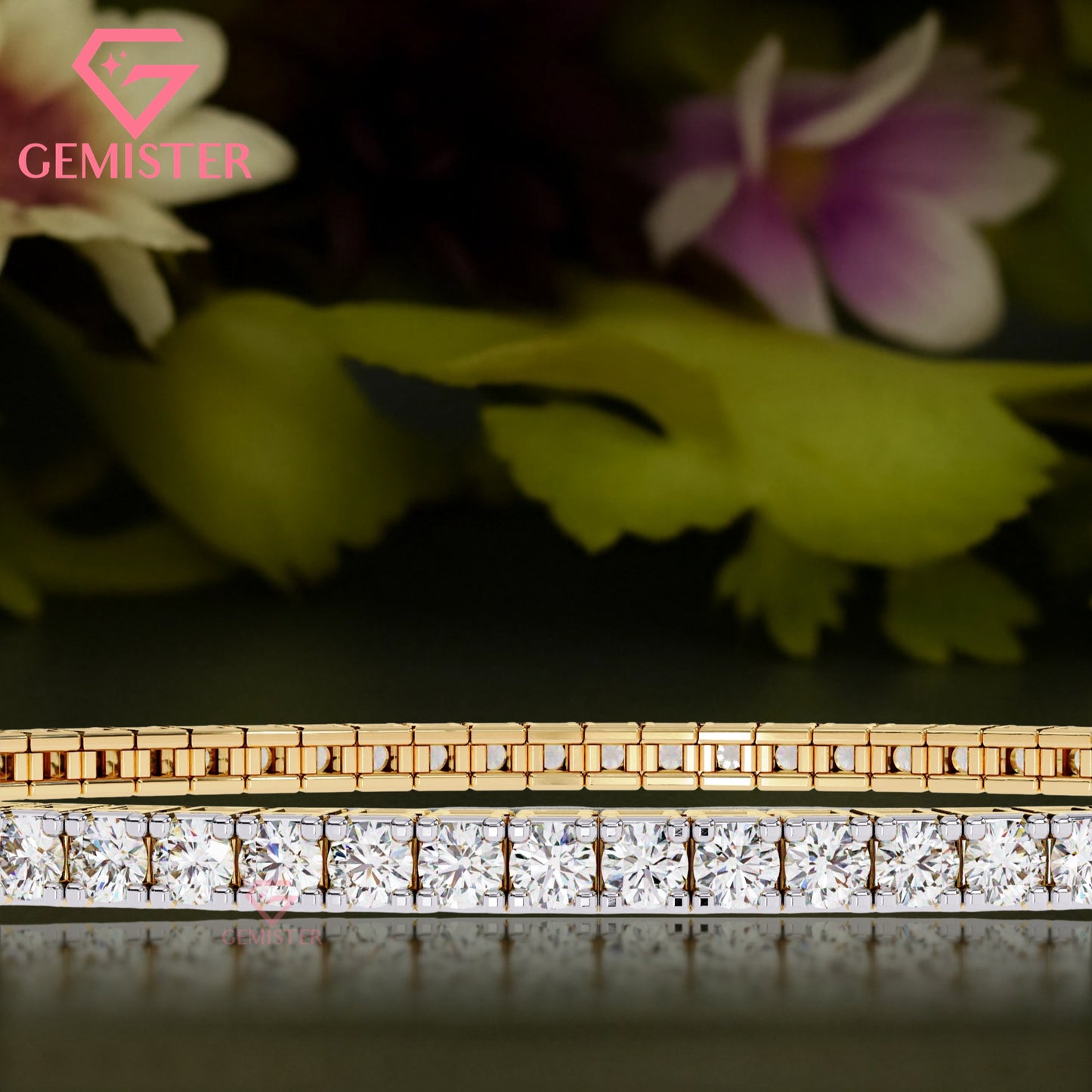 1.92ct Round Cut Lab Grown Diamond Tennis Bracelet in Yellow Gold – Dainty Bracelet