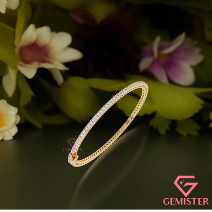 1.92ct Round Cut Lab Grown Diamond Tennis Bracelet in Yellow Gold – Dainty Bracelet