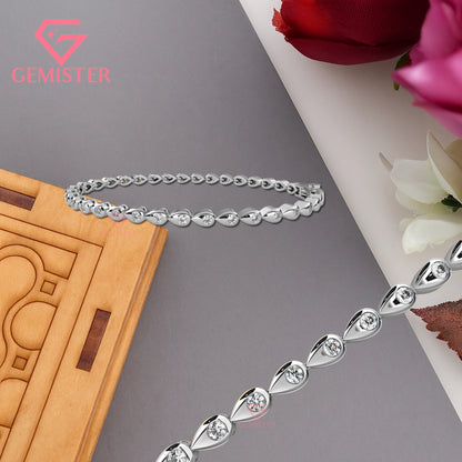 1.02 CT Lab Grown Diamond Leaf Link Bracelet in Gold – Elegant Tennis Bangle