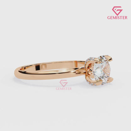 1.23 CT Round Cut Moissanite Solitaire Engagement Ring with Classic Four Prong Setting in Gold – Timeless Bridal Jewelry
