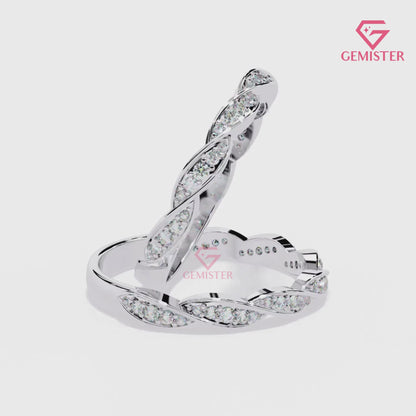 0.33 Ct Moissanite Twist Band Ring – Gold Infinity Style Ring with Round Cut Stones, Elegant Anniversary or Wedding Band for Women