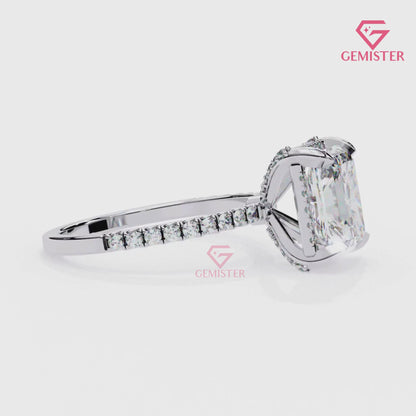 3.38 CT Radiant Cut Moissanite Engagement Ring – 14K Yellow Gold with Diamond Accent Band