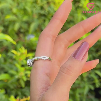 2 CT Round Brilliant Cut Lab Grown Diamond Engagement Ring, Twisted Infinity Vine Diamond Ring