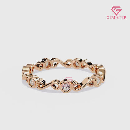 0.21 CT Infinity Twist Lab Grown Diamond Band – Round Cut Diamond Accent Gold Ring, Dainty Wedding Band, Promise or Stacking Ring Jewelry