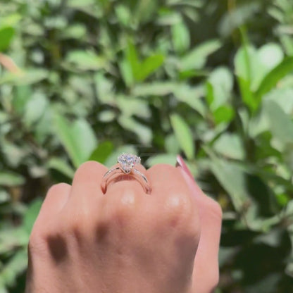 Round Brilliant Cut Lab Grown Diamond Solitaire Ring, Infinity Curved Band Engagement Ring