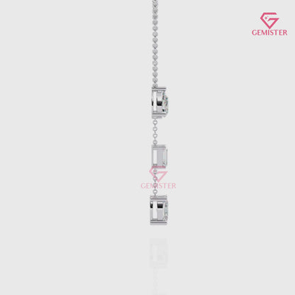 1.54 CT Three Stone Moissanite Drop Necklace – Pear, Emerald & Oval Cut Pendant