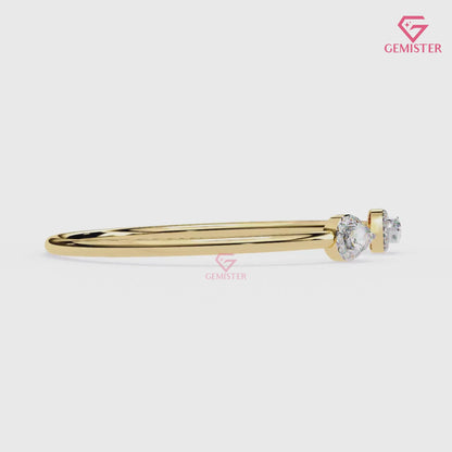 Elegant 1.17 CT Pear Cut Moissanite Open Bangle Bracelet
