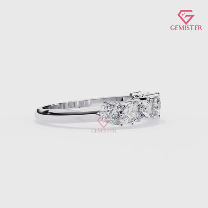 0.72 Ct Lab Grown Diamond Cluster Band Ring – Round & Pear Cut Multi-Stone Gold Ring, Elegant Wedding Band